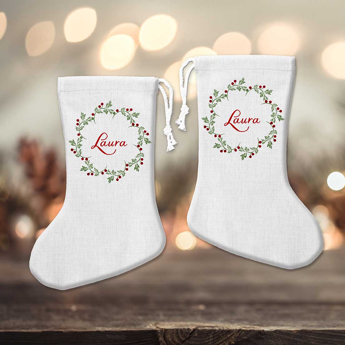 Wreath Personalised Stocking